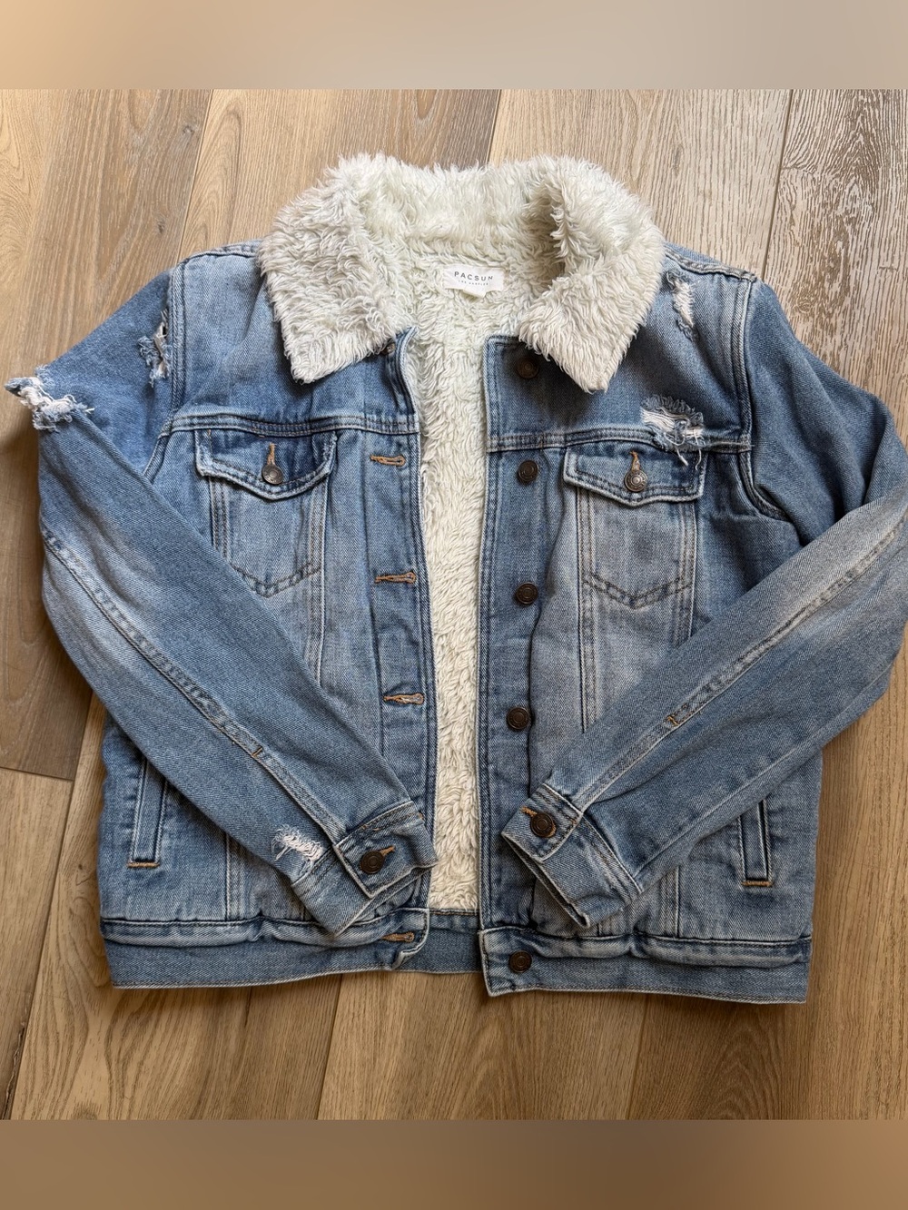 PacSun  Light Blue Sherpa-Lined Denim Jacket